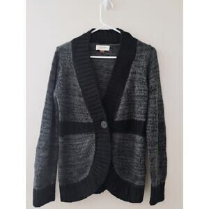 Black And Gray Sonoma, Woman's Cardigan, Size Large. One Button. Office Wear.